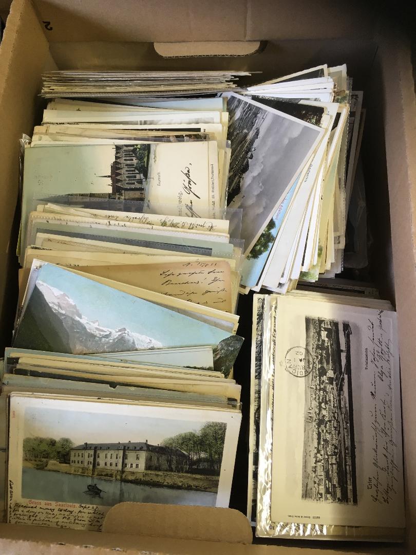 GERMANY, large box with a few thousand old German postcards.