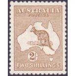 STAMPS : AUSTRALIA 1915 2/- Brown, lightly mounted mint well centred,