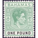 STAMPS : BAHAMAS 1938 £1 deep grey-green and black unmounted mint SG 157 Cat £250