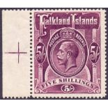 STAMPS : FALKLANDS 1916 5/- Maroon,