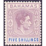 STAMPS : BAHAMAS 1938 5/- lilac and blue,