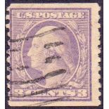 STAMPS : USA 1916 3c Lilac fine used, imperf top and bottom.