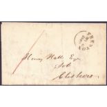 GREAT BRITAIN STAMPS : 6th May 1840 Prepaid wrapper from Preston to Clithero.