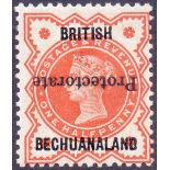 STAMPS : BECHUANALAND 1890 1/2 Vermilion over printed,
