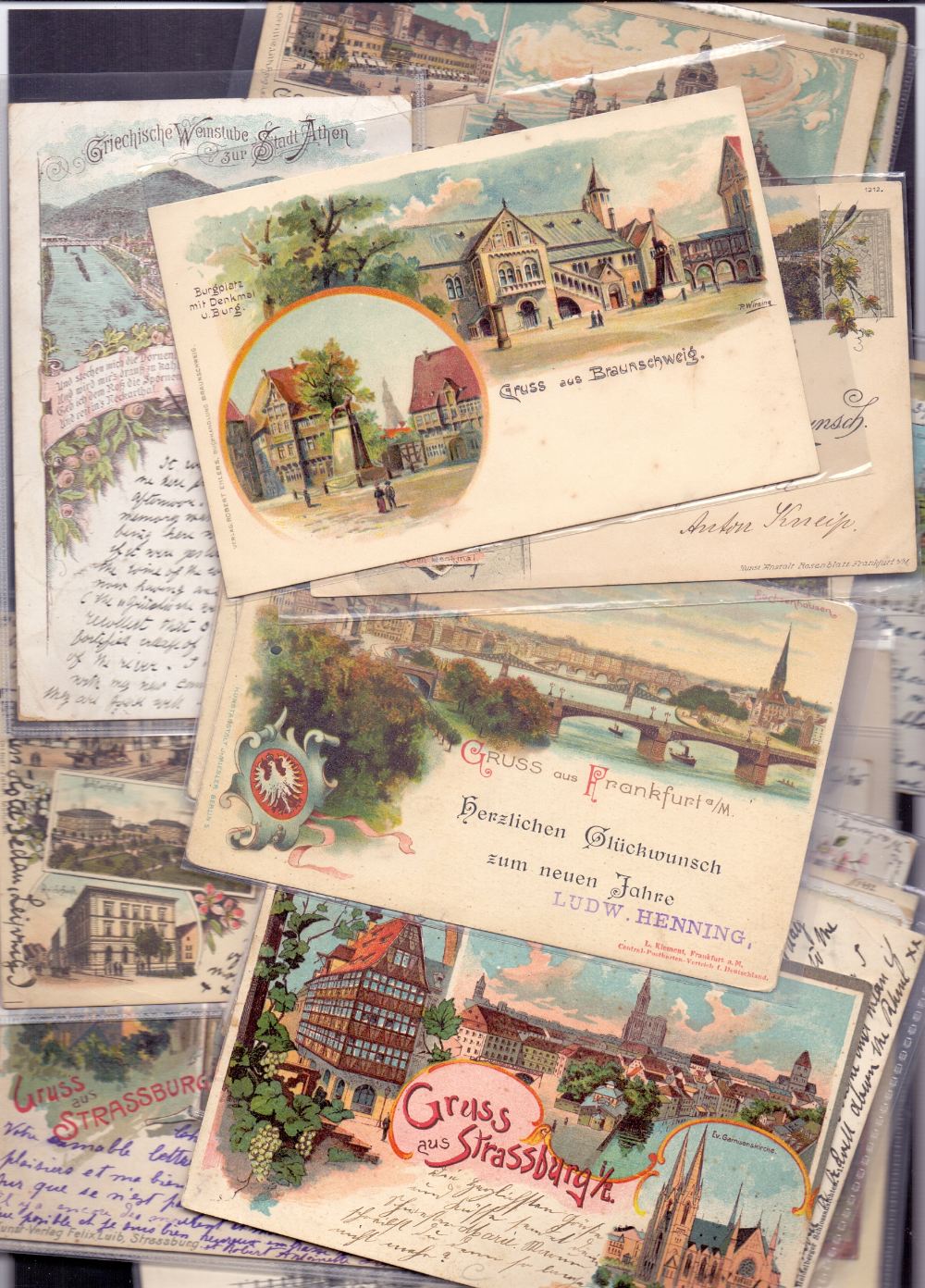 GERMANY, a selection of Gruss colour postcards from the late 1890s to early 1900s, mostly used.