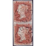 GREAT BRITAIN STAMPS : 1841 1d Red plate 30 (NB-OB) very fine used four margin vertical pair,