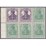 STAMPS : GERMANY BOOKLET PANE, 1917 Germania booklet pane U/M, 4x 5pf + 2x 15pf stamps,