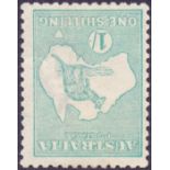 STAMPS : AUSTRALIA 1915 1/- Blue Green fine mounted mint with INVERTED watermark SG 40aw