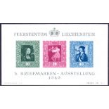 STAMPS : LEICHTENSTEIN 1949 unmounted mint mini-sheet SG MS279a Cat £225