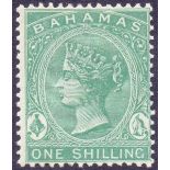 STAMPS : BAHAMAS 1882 1/- Blue Green,