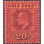 STAMPS : GOLD COAST : 1902 20/- Purple and Black/Red,