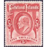 STAMPS : FALKLANDS 1904 5/- Red,