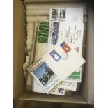 GREAT BRITAIN STAMPS : Box with 230+ FDCs from 1960s to 1990s, most with typed addresses.