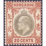 STAMPS : HONG KONG 1903 20c Slate and Chestnut,