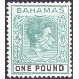 STAMPS : BAHAMAS 1938 £1 Deep Grey Green and Black, chalky paper,