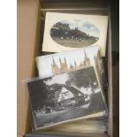 Box with approx 480 pre War English postcards, mostly from the north of the country inc Blackpool,