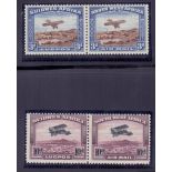 STAMPS : SOUTH WEST AFRICA : AIR, 1931 3d & 10d lightly M/M pairs, SG 86-87. Cat £84.
