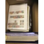 STAMPS WORLD, box with stockbook & stock pages with Commonwealth mint & used,