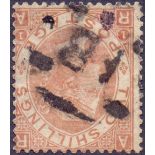 GREAT BRITAIN STAMPS : 1880 2/- Brown (RA) fine used with inverted watermark, SG 121 Cat £6,