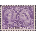 STAMPS : CANADA 1897 $2 Deep Violet, Jubilee, mounted mint mint,
