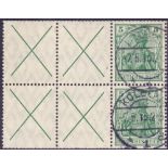 STAMPS : GERMANY BOOKLET PANE, 1912 Germania booklet pane, 2x 5pf + 4x labels (st Andrews Cross),