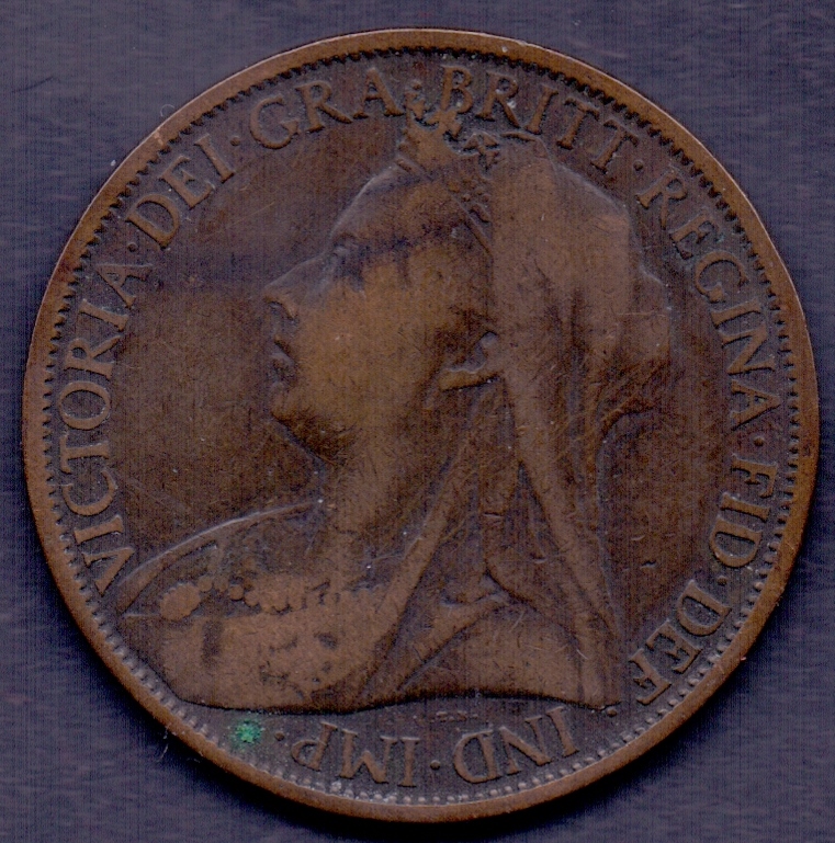 COINS : 1899 old head penny in good to fine condition