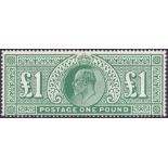 GREAT BRITAIN STAMPS : 1911 £1 Green unmounted mint , superb Post Office fresh.