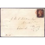 GREAT BRITAIN STAMPS : PENNY BLACK Plate 2 very fine four margin Penny Black on wrapper from