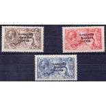 STAMPS : IRELAND 1927 Seahorse set 2/6 to 10/- mounted mint (Wide Date) SG 86-88