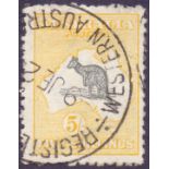 STAMPS : AUSTRALIA 1915 5/- Grey and Yellow,