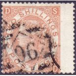 GREAT BRITAIN STAMPS : 1880 2/- Brown (SD) fine used example of this iconic stamp.