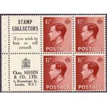 GREAT BRITAIN STAMPS : 1936 1 1/2d red brown advertising booklet pane, "Stamp Collectors,