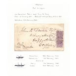 GREAT BRITAIN STAMPS : 1857 envelope franked with a vertical 6d lilac pair,