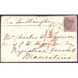 STAMPS : IRELAND 1861 envelope franked with 6d lilac and cancelled with a fine Dublin duplex