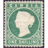 STAMPS : GAMBIA 1880 1/- Green,