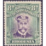 STAMPS : RHODESIA 1913 8d Violet and Green,