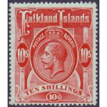 STAMPS : FALKLANDS 1914 10/- Red Green,