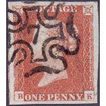 GREAT BRITAIN STAMPS : 1841 1d Red , very fine four margin example cancelled by No 7 in MX,