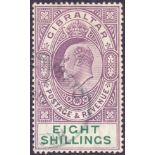 STAMPS : GIBRALTAR 1911 8/- Purple and Green,