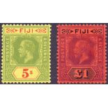 STAMPS : FIJI 1912 mounted mint set to £1 (top value is die 1) SG 125-137