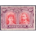 STAMPS : RHODESIA 1910 10d Scarlet and Reddish Mauve,