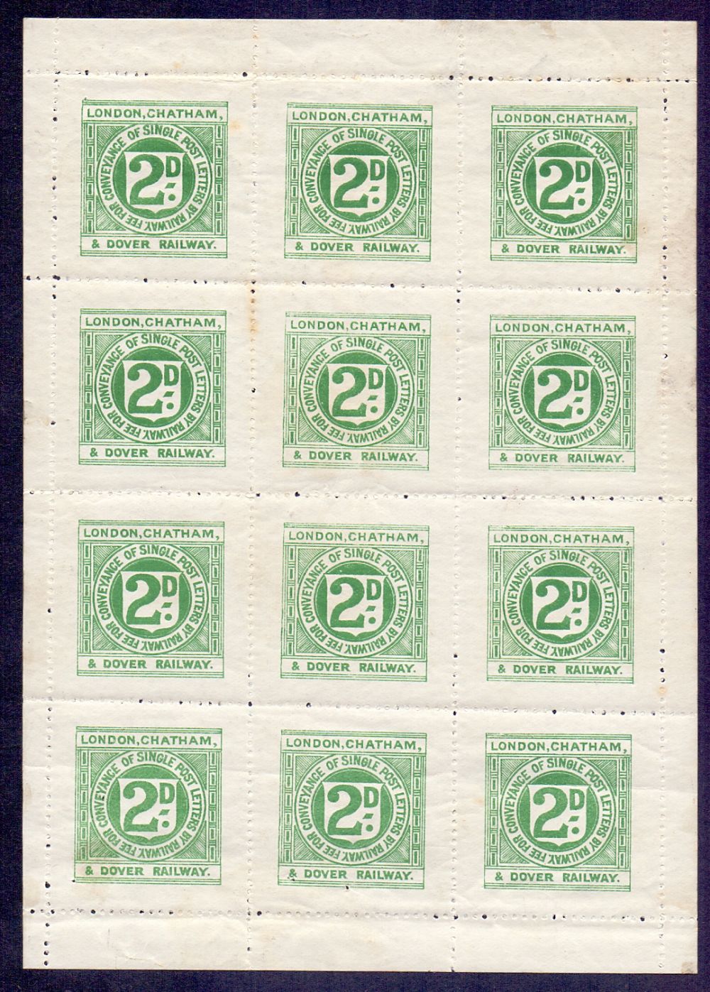 STAMPS RAILWAY, a complete sheet of "Lon