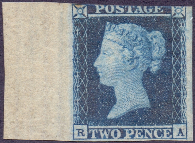 GREAT BRITAIN STAMPS : 1841 2d Blue plat