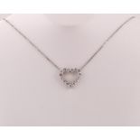 Heart Motif Pendant Necklace Diamonds Set on18 Carat White Gold with Approximately 2 Carats of