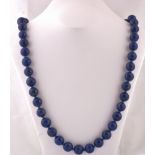 Victorian Lapis Lazuli Necklace of Natural Lustrous Blue with White Calcite and Golden Pyrite Tones