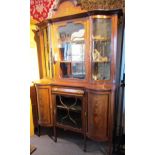 Victorian Mahogany Marquetry Decorated Display Cabinet of Good Form with Further Satinwood and