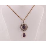 Victorian Diamond and Amethyst Set Pendant Circa 1870 Set within 18 Carat Gold and on 18 Carat