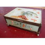 Oriental Carved Jade Box Ormolu Mounted with Hinged Cover and Floral and Plant Motif Decoration to