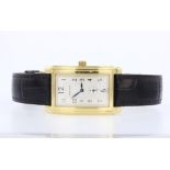 Tiffany & Co Gentleman's 18 Carat Gold Wristwatch of Classic Design with Tank Case, Signed Dial