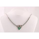 Emerald and Diamond Necklace Circa 1950s Set on 18 Carat White Gold